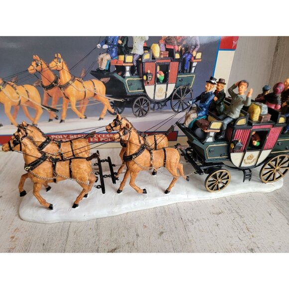 Lemax stagecoach horse village accessory Xmas couple vintage - Picture 3 of 9